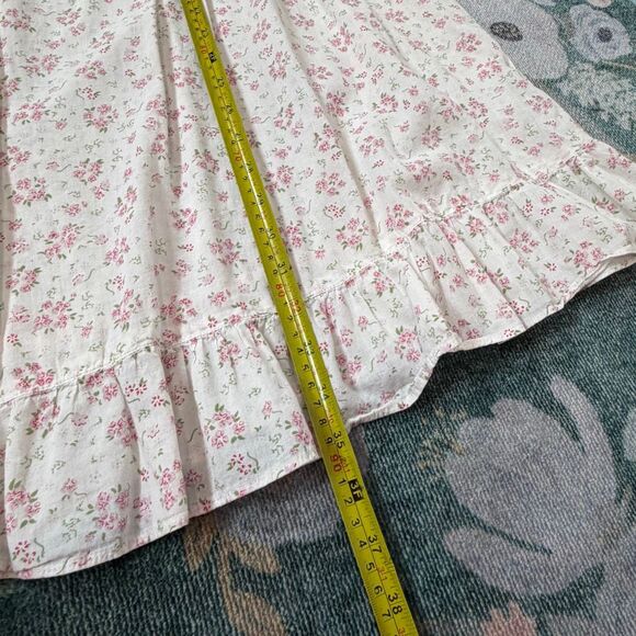 Vintage Nightgown small white pink lace Floral Sleeveless Cotton sleep Dress S - Picture 8 of 11